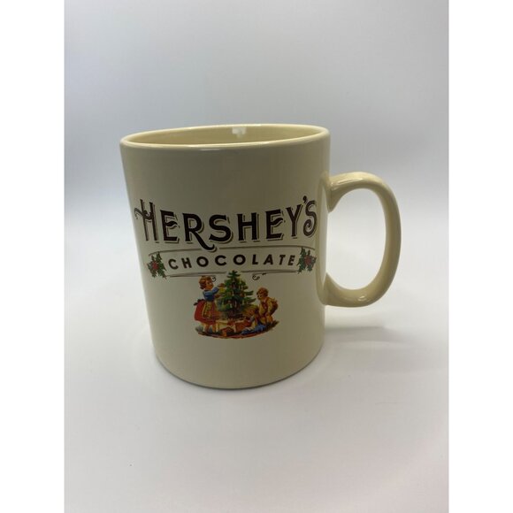 Hersheys Chocolate Christmasoversized  Mug With Vintage Holiday Scene - Picture 1 of 11